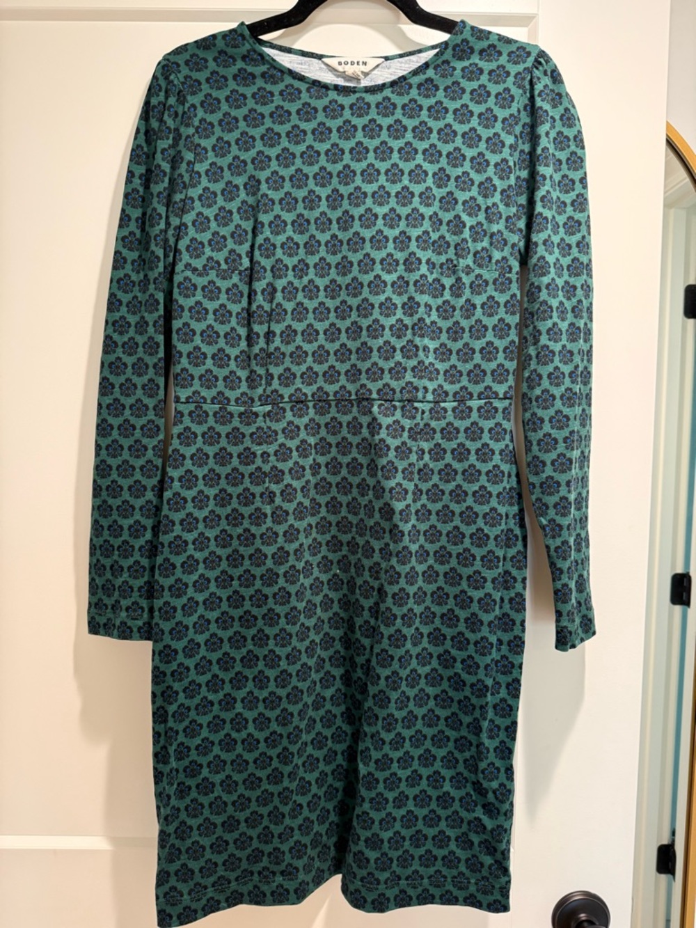 Boden Green and Blue Floral Knit Top